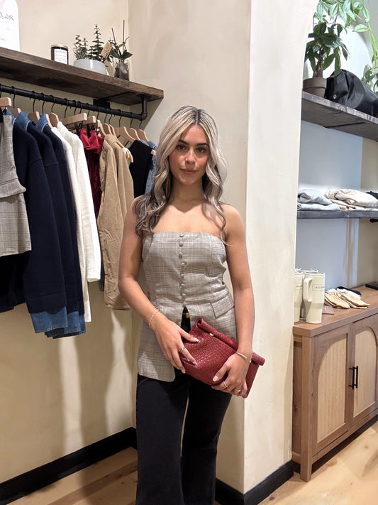 Sofia Strapless Plaid Top