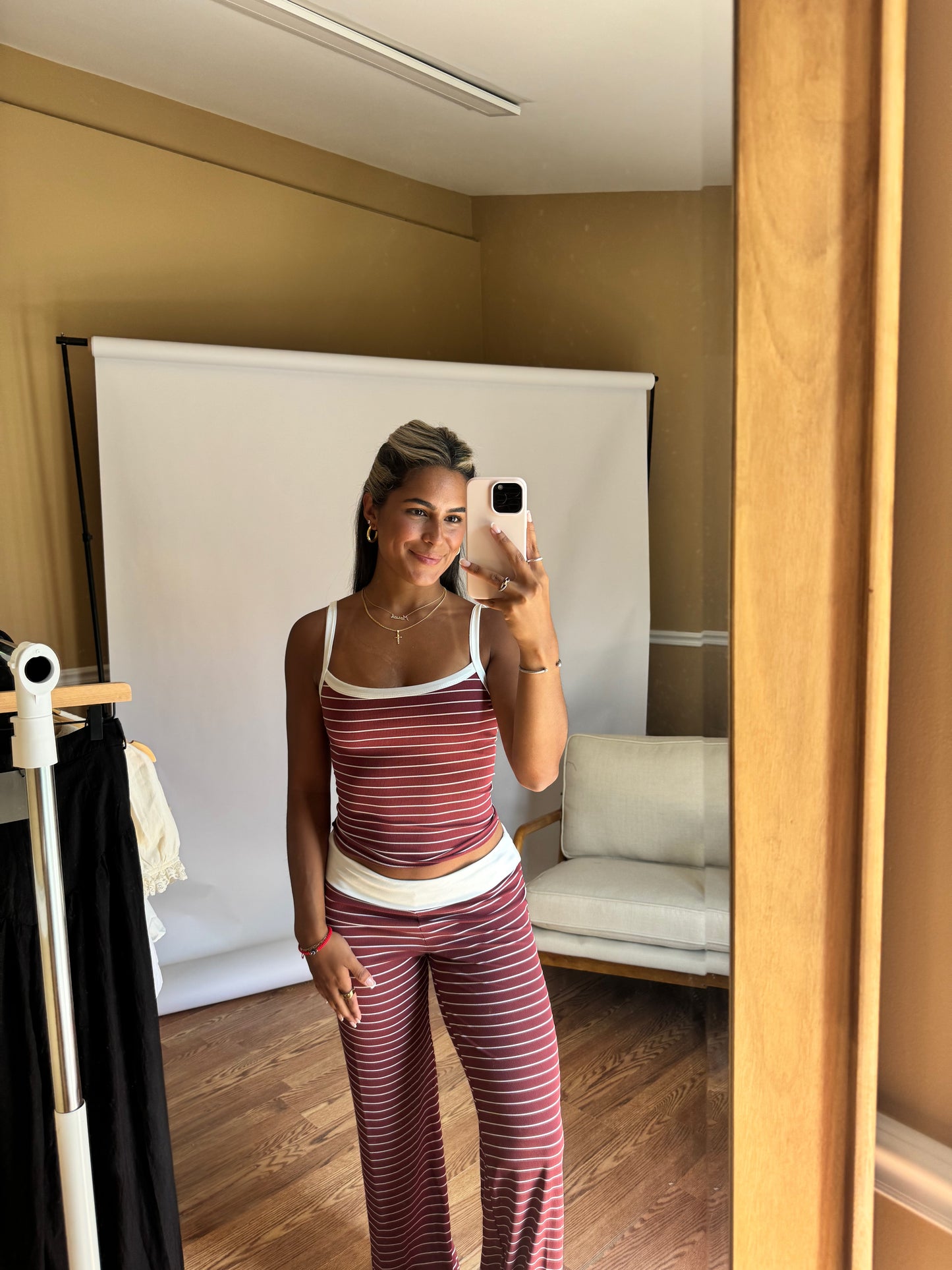 Sadie Striped Set - Maroon