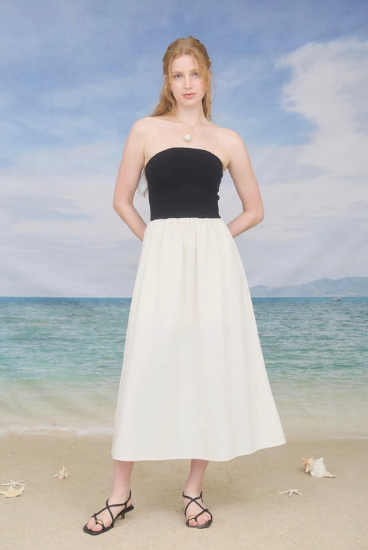 Alexa Maxi Dress - Black/Khaki