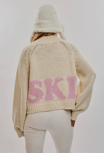 Pink Ski Girl Sweater