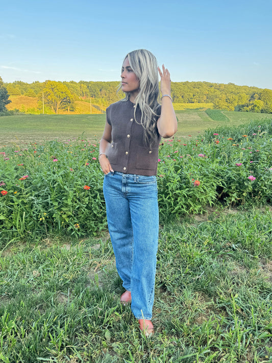 Lena Gold Buttoned Vest