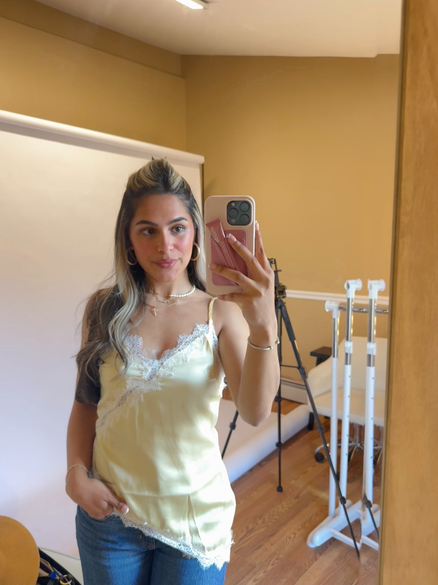 Tahlia Lace Tank - Yellow