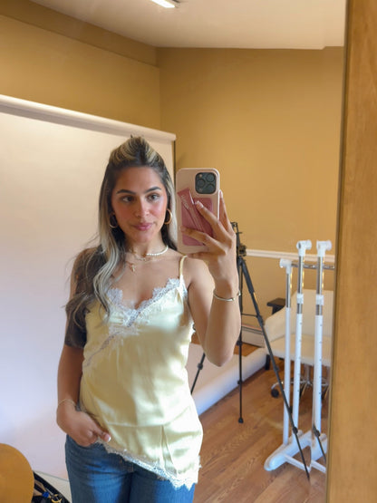 Tahlia Lace Tank - Yellow