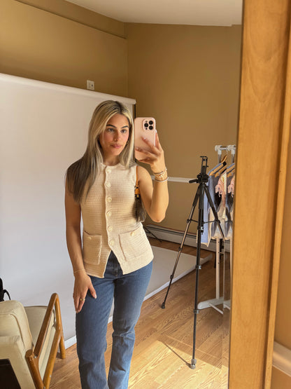 Nora Knit Vest - Beige