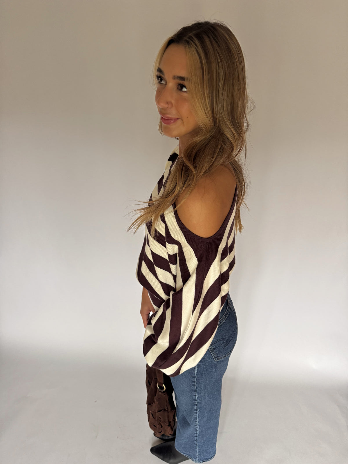 Hallie Striped Off the Shoulder Sweater