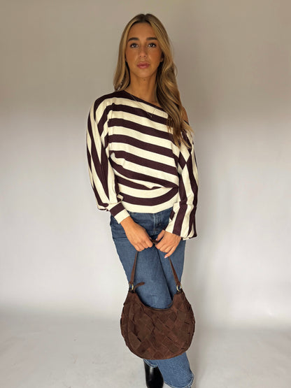 Hallie Striped Off the Shoulder Sweater